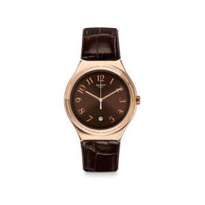 OUTLET -Montre Swatch homme acier dorÃ© rose cuir marron