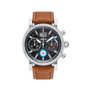 AVI 8 OUTLET -Montre AVI-8 homme chronographe acier cuir marron