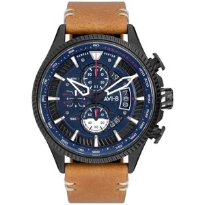 AVI 8 OUTLET -Montre AVI-8 homme chronographe acier cuir marron