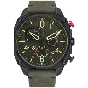 AVI 8 Montre AVI-8 homme chronographe acier noir cuir- MATY