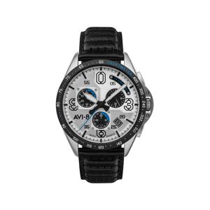 AVI 8 Montre AVI-8 homme chronographe acier cuir noir- MATY