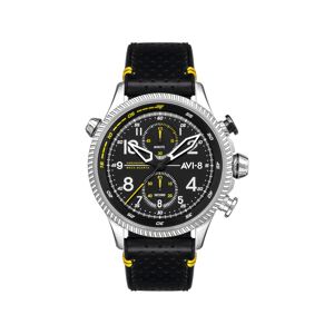 AVI 8 Montre AVI-8 homme chronographe acier cuir noir- MATY