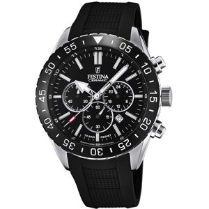 Montre Festina homme chronographe acier caoutchouc noir- MATY