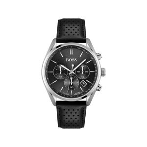 Montre Hugo Boss homme acier bracelet cuir noir- MATY