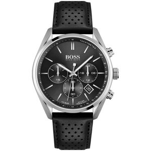 Montre Hugo Boss homme acier bracelet cuir noir- MATY