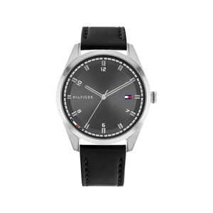 OUTLET -Montre Tommy Hilfiger homme acier bracelet cuir noir