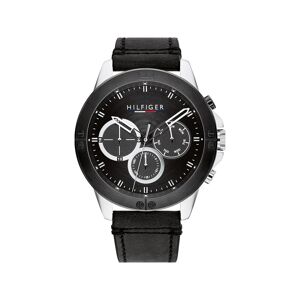 Montre Tommy Hilfiger homme acier bracelet cuir noir- MATY