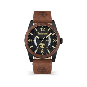 Montre Timberland homme multifonction acier noir bracelet cuir marron- MATY