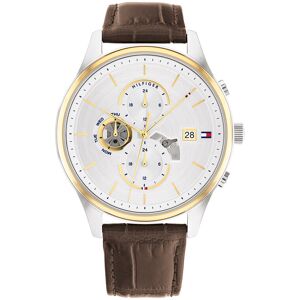 Montre TOMMY HILFIGER Weston homme acier dorÃ© jaune bracelet cuir marron- MATY