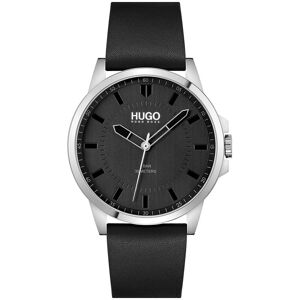 Montre HUGO First homme acier bracelet cuir noir- MATY