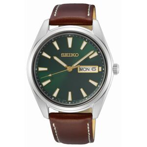 Montre SEIKO classique homme acier bracelet cuir marron- MATY