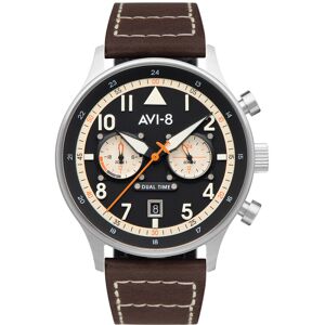 Montre AVI 8 Hawker Hurricane homme acier bracelet cuir marron foncÃ©- MATY