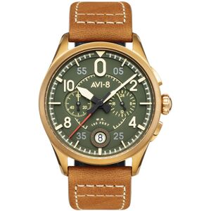 Montre AVI 8 Spitfire homme acier dorÃ© bracelet cuir caramel- MATY