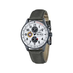 Montre AVI 8 Hawker Hurricane homme acier bracelet cuir gris- MATY