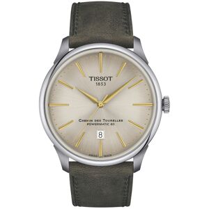 Montre TISSOT t-classic homme automatique acier bracelet cuir vert- MATY - Publicité