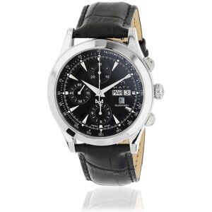 Montre MATY GM automatique chronographe cadran noir bracelet cuir noir- MATY