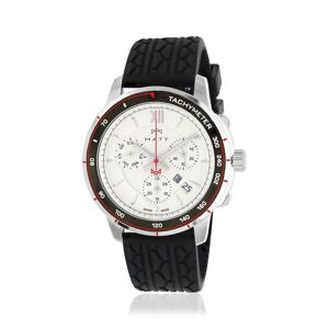 Montre MATY GM chronographe cadran blanc bracelet caoutchouc noir- MATY