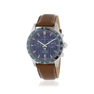 Montre MATY GM chronographe cadran bleu bracelet cuir marron- MATY
