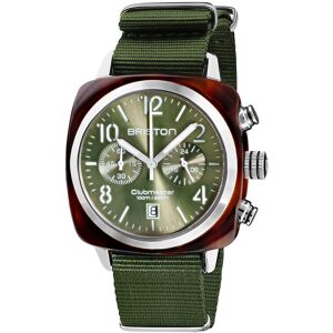 Montre BRISTON clubmaster classic chrono homme bracelet tissu vert olive- MATY