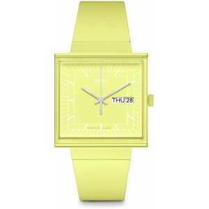 Montre SWATCH Square bioceramic What if lemon? homme bracelet matériau biosourcé jaune- MATY - Publicité