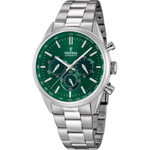 Montre Festina F16820/r Vert, Bracelet En Acier, Homme