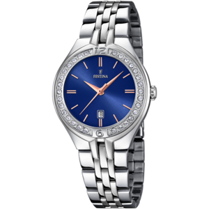 Montre Festina Mademoiselle F16867/5 Bleu, Bracelet D’ Acier Inoxydable, Femme