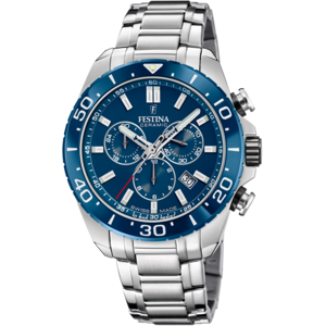 Montre Festina Swiss Made F20042/2 Bleu, Bracelet D’ Acier Inoxydable, Homme