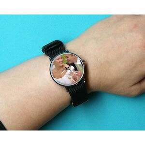 Cadeaux.com Montre noire Personnalisable - Cadran Photo