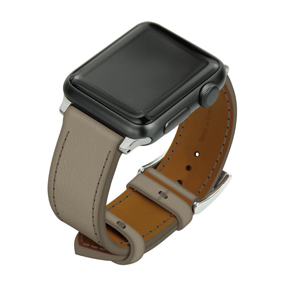Noreve Bracelet en cuir pour montre Apple Watch – Griffe 1 Darboun sabla Inserts 38 / 40 mm argenté + boucle ardillon argentée