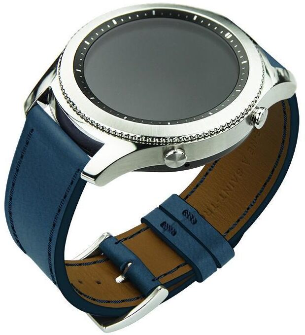 Noreve Bracelet en cuir pour montre connectée - 22mm – Griffe 1 Blu mediterran