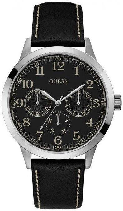 Guess Montre Guess Homme Multifonction Boulder Acier Cuir Noir W1101G1