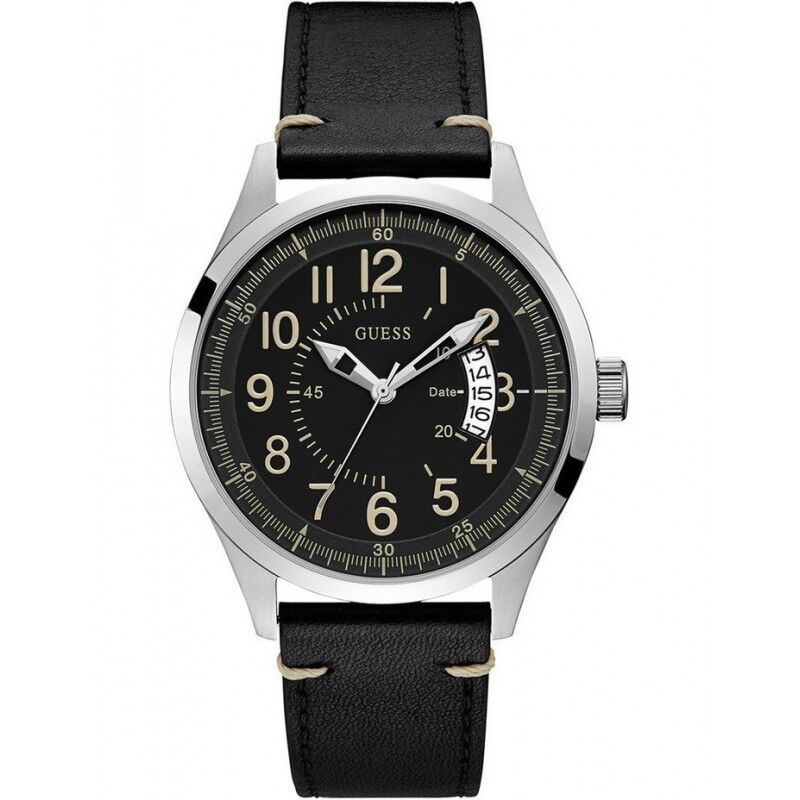 Guess Montre Guess Homme Dakota Acier Cuir Noir W1102G1