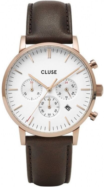 CLUSE Aravis Montre Homme Chronographe Acier Cuir Marron CW0101502002