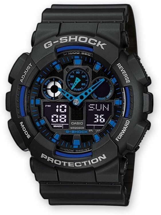 Casio Montre Casio Homme G-Shock Chrono Résine Noir GA-100-1A2ER Sport - 200 Mètres