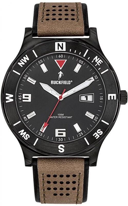 Ruckfield Montre Homme Acier Cuir Marron 685019