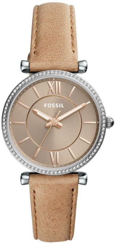 Fossil Carlie Montre Femme Acier Cuir Beige ES4343