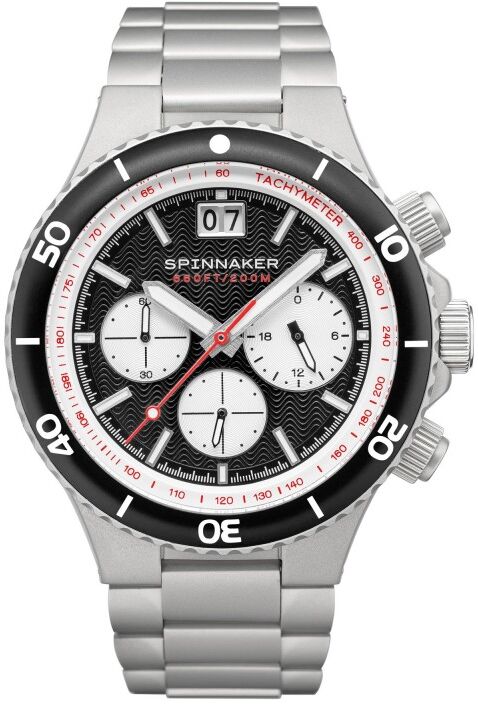 Spinnaker Montre Homme Quartz Chronographe Bracelet Argenté Cadran Noir - SP-5086-11