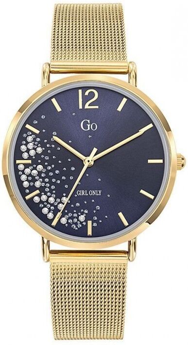 Go Girl Only Go Girl Montre Femme Acier Doré Milanais Cadran Bleu Et Strass 695355