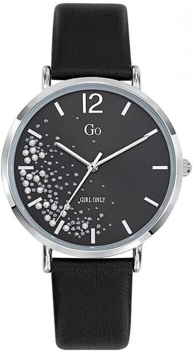 Go Girl Only Go Girl Montre Femme Acier Cuir Noir Cadran Noir Et Strass 699355