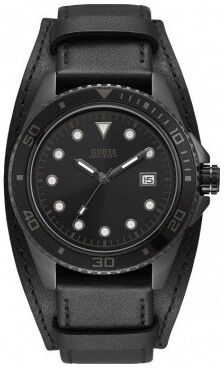 Guess Montre Guess Homme Crew Acier Cuir Noir W1051G4