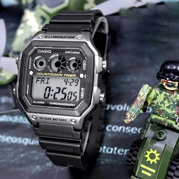 Casio 10 year battery 100 meters water resistant LED light sports waterproof watch 1300 charcoal