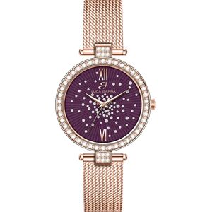 Luca Barra OROLOGIO DONNA IN ACCIAIO IP ROSE QUADRANTE VIOLA GHIERA CON CRISTALLI BIANCHI