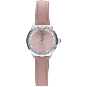 Stroili London 3h orologio in acciaio silver con quadrante rosa diamantato e cinturino in pelle rosa Argentato