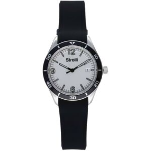 Stroili Wimbledon orologio in acciaio con quadrante bianco e cinturino in silicone nero Argentato