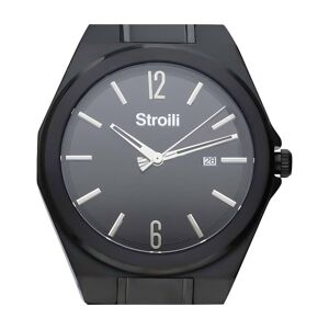 Stroili Orologio solo tempo con cinturino e cassa in acciaio nero. quadrante nero