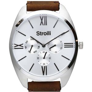 Stroili Orologio multifunzione con cinturino in pelle marrone e cassa in acciaio silver Argentato