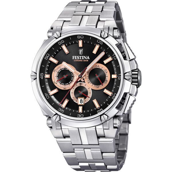 festina f20327-8 orologio uomo quadrante analogico cassa inox e cinturino in metallo colore silver nero - f20327-8 chrono bike