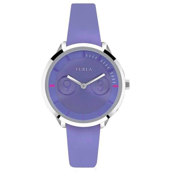 furla r4251102506 orologio donna quadrante analogico con meccanismo di movimento al quarzo cassa in acciaio cinturino pelle colore viola - r4251102506 metropolis