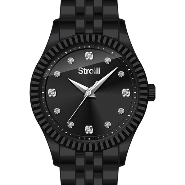 stroili solo tempo cassa e bracciale black con dettagli silver