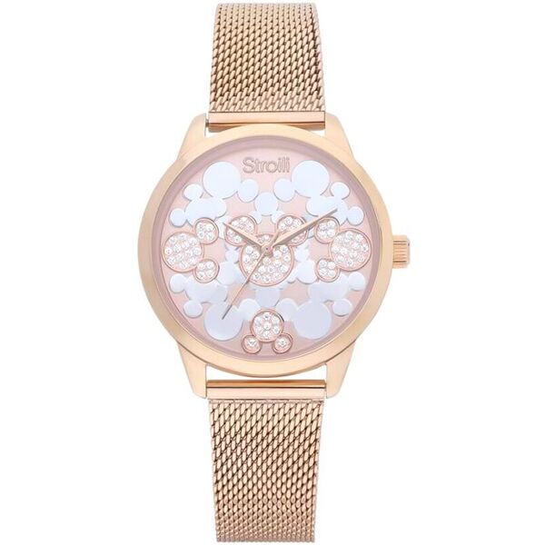 stroili orologio solo tempo multi topolino cinturino e cassa in acciaio rose gold rosa